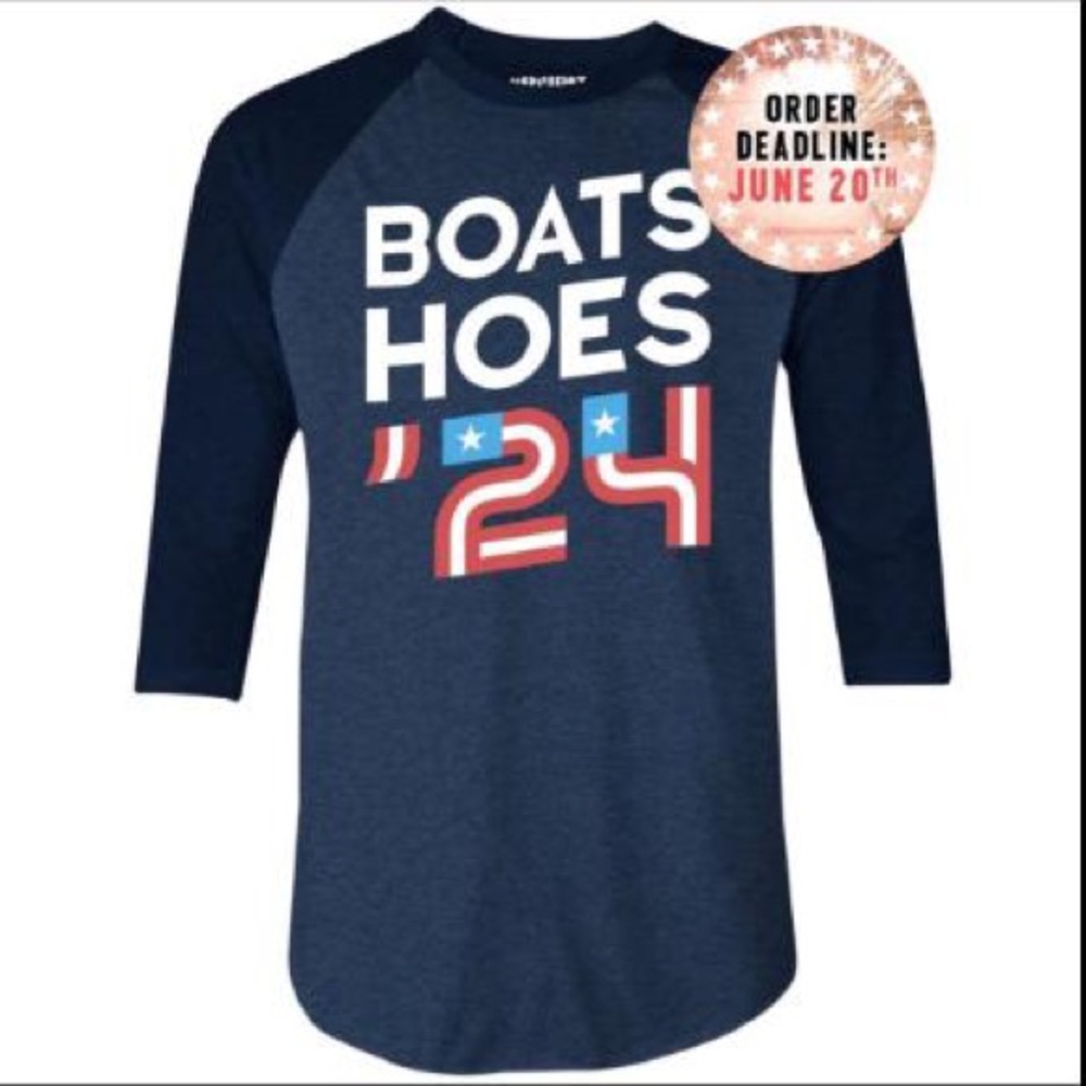 NWT M00nshot Boats and Hoes ‘24 Raglan Sleeve Sarcasm Tee XS